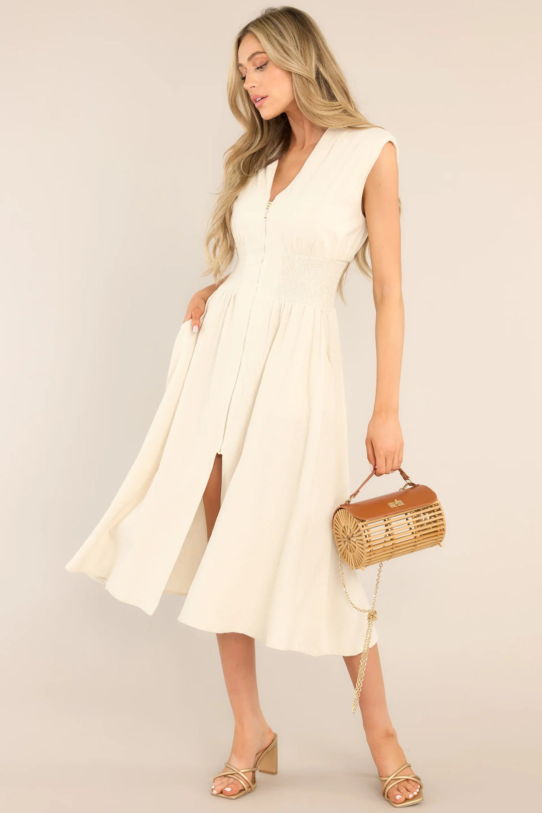 Lara™ | Elegante midi-jurk met ritssluiting en split