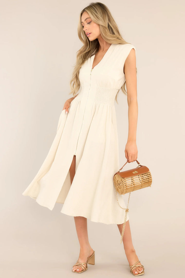 Lara™ | Elegante midi-jurk met ritssluiting en split