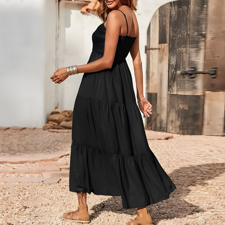 Rosa™ | Luchtige midi-jurk met gesmokte top