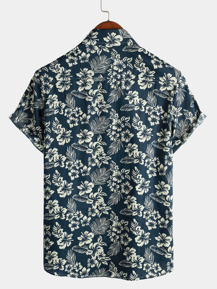 Katoenen Hawaii Overhemd met Korte Mouwen