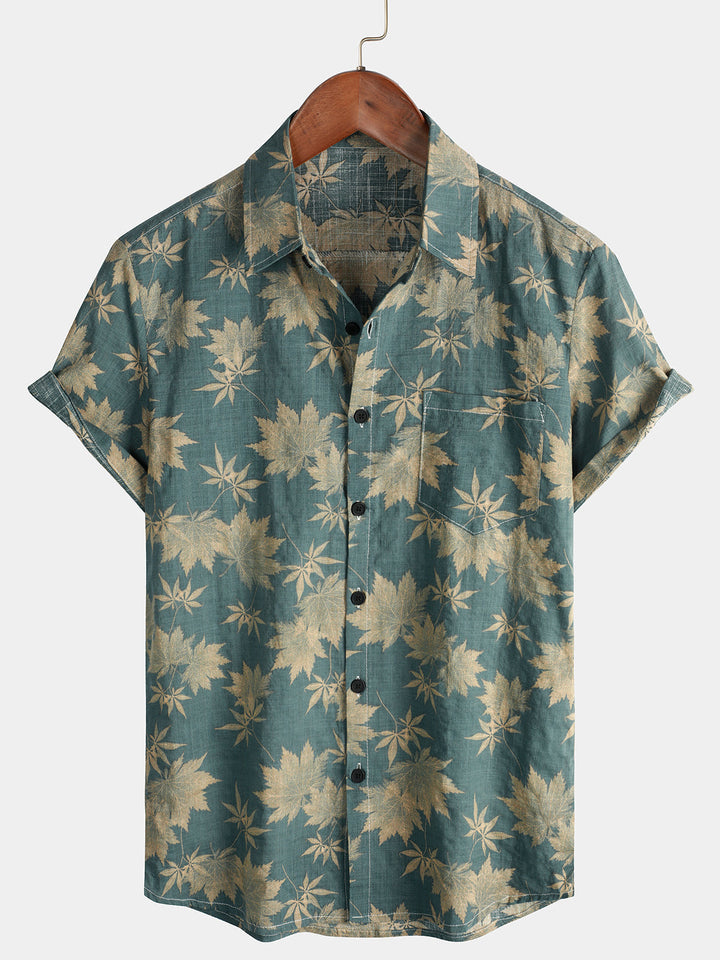 Katoenen Hawaii Overhemd met Korte Mouwen