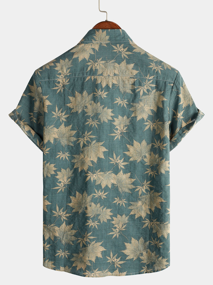 Katoenen Hawaii Overhemd met Korte Mouwen