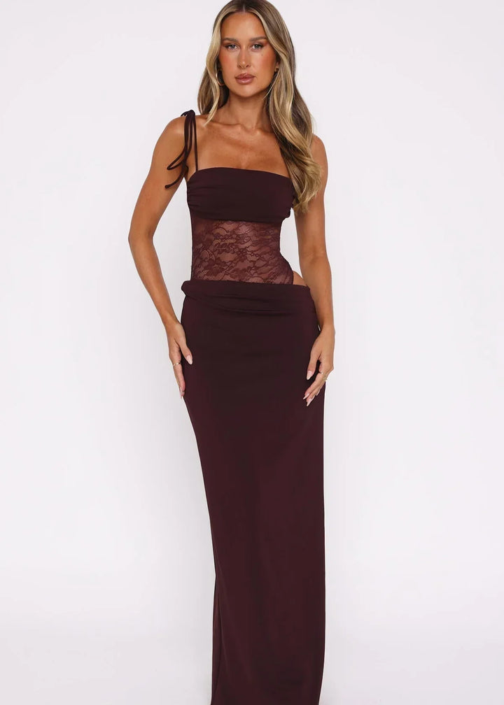Kalina™ | Maxi Jurk met Elegante Mesh Details