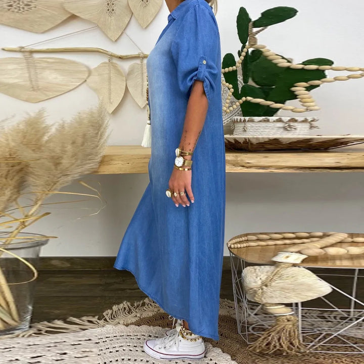 Andrea™ – maxi-jurk in denim stijl