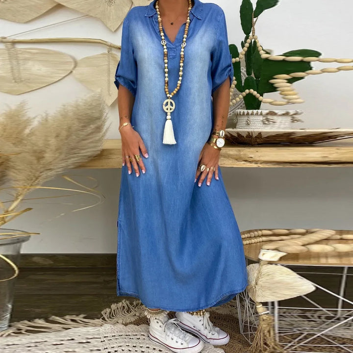 Andrea™ – maxi-jurk in denim stijl