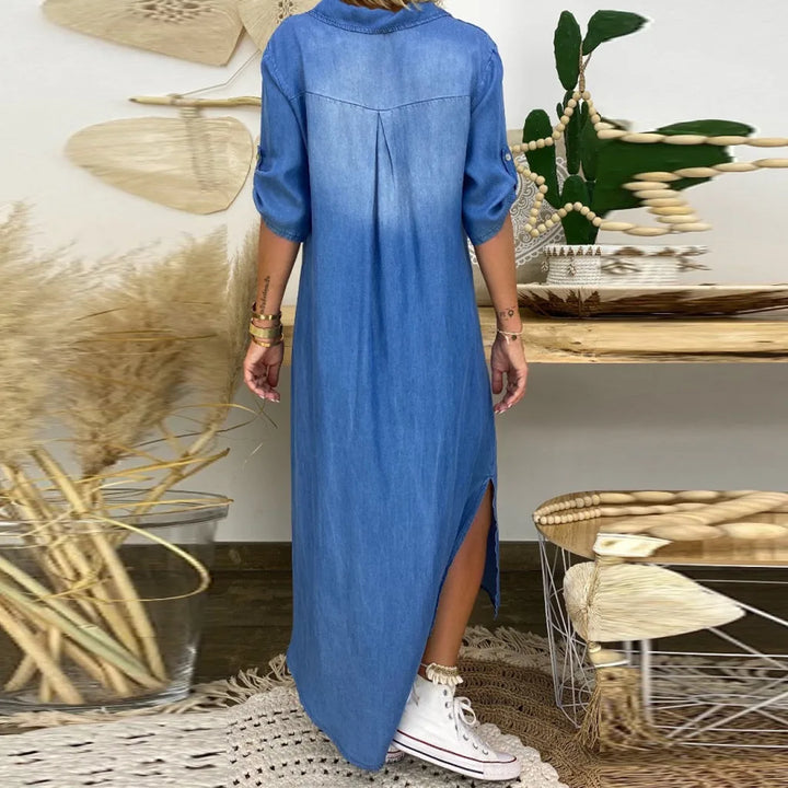 Andrea™ – maxi-jurk in denim stijl