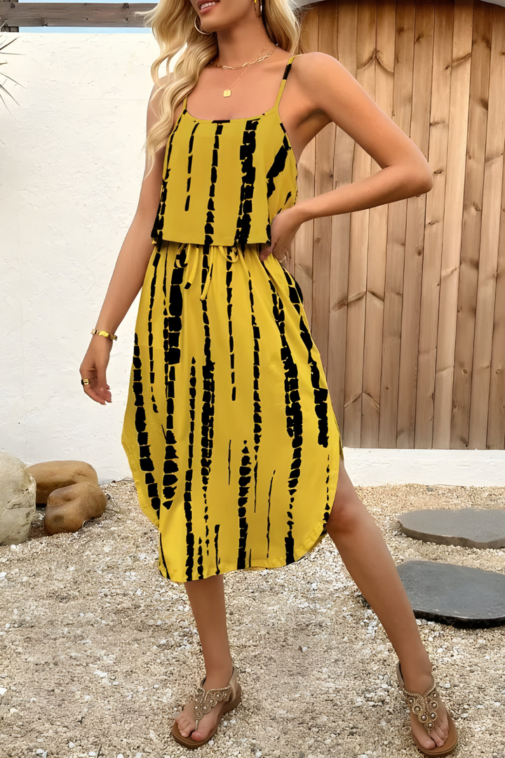Saar™ | Mouwloze zomerjurk met abstracte print en elastische taille
