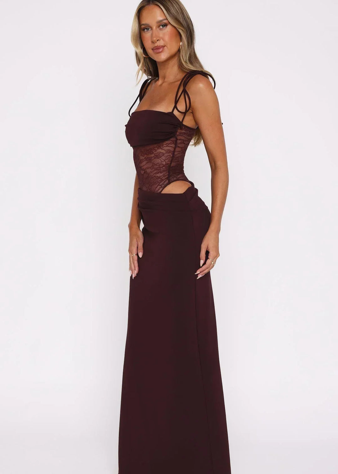 Kalina™ | Maxi Jurk met Elegante Mesh Details