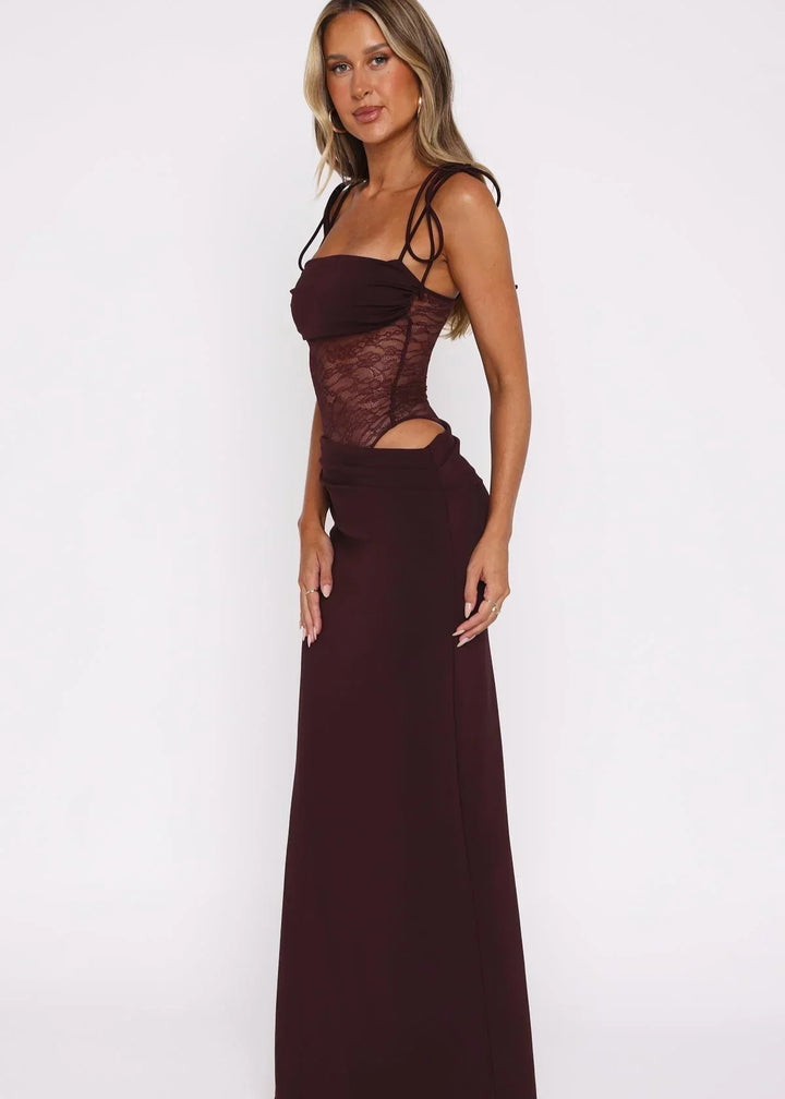 Kalina™ | Maxi Jurk met Elegante Mesh Details