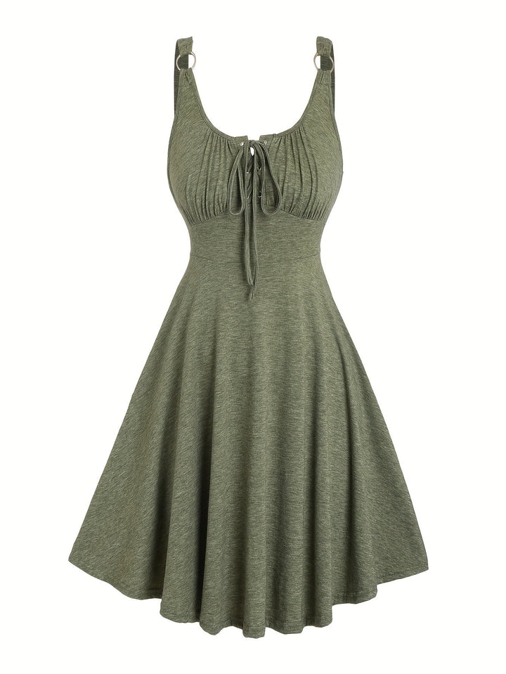 Jade™ | Casual jurk met striksluiting en ronde hals