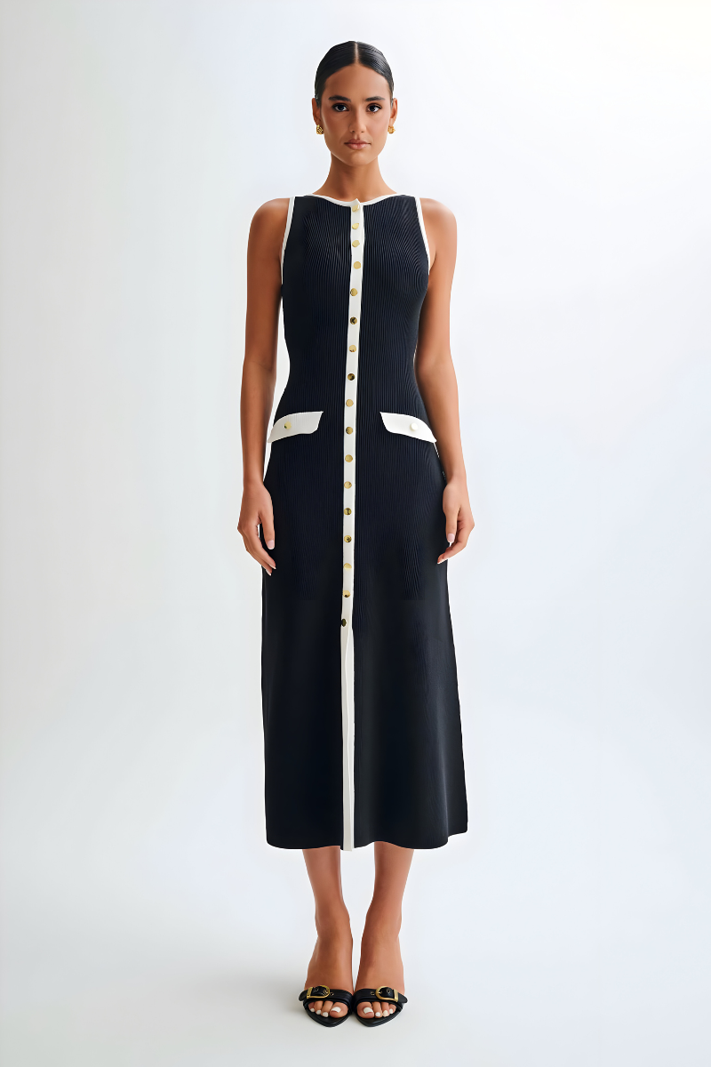 Sarah™ | Mouwloze Maxi Jurk met Knopen