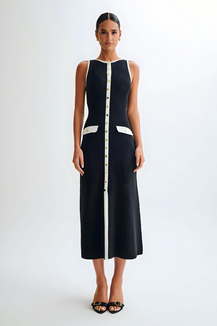 Sarah™ | Mouwloze Maxi Jurk met Knopen