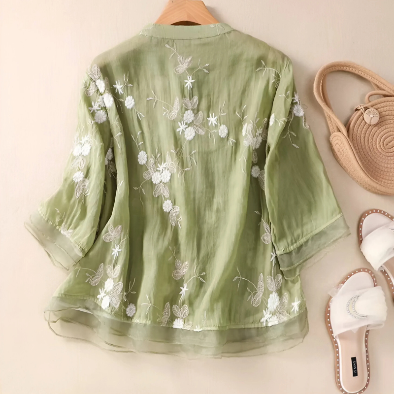 Emily™ | Top met Bloemenborduursel