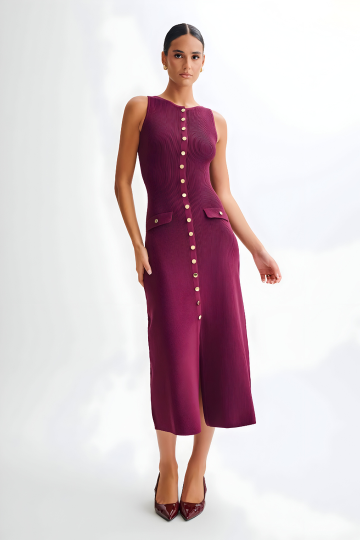 Sarah™ | Mouwloze Maxi Jurk met Knopen