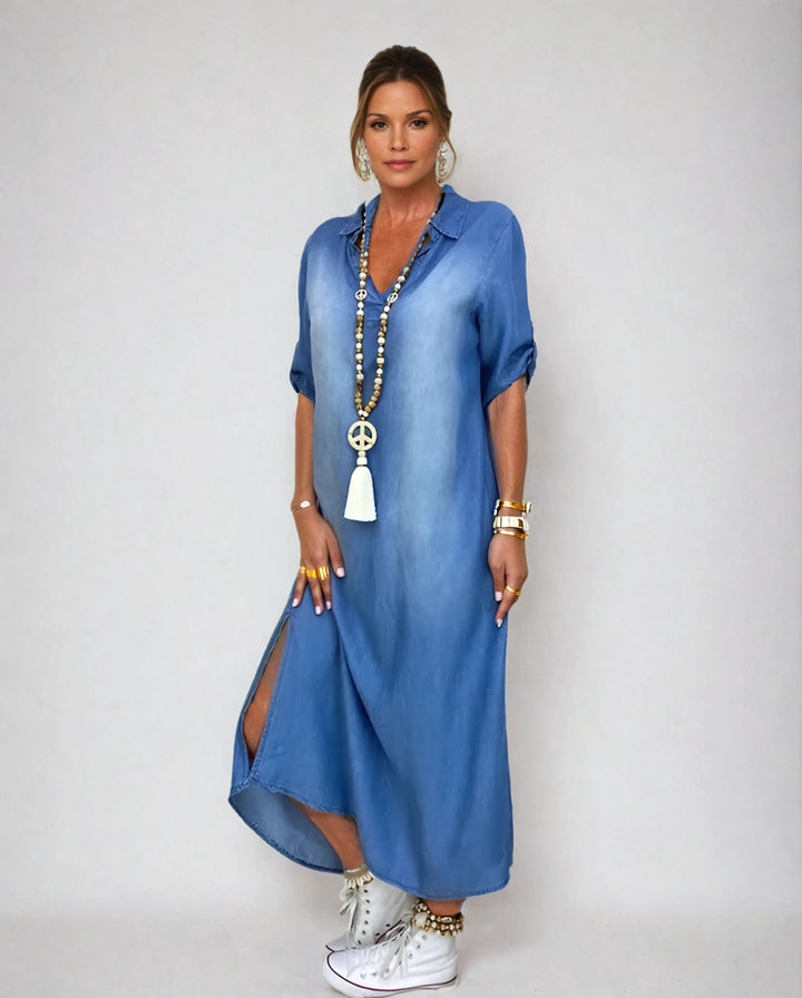 Andrea™ – maxi-jurk in denim stijl