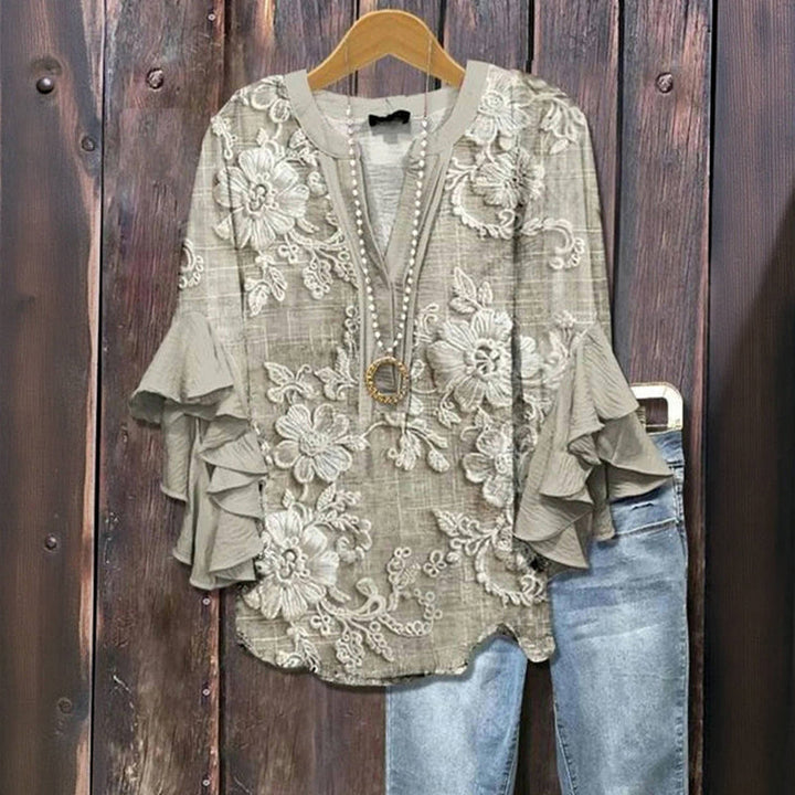 Isla - Vintage boho stijl blouse met bloemen