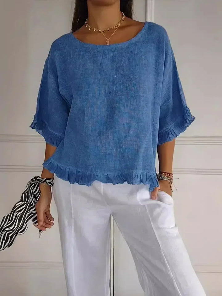 Patsy - Ronde hals blouse linnen