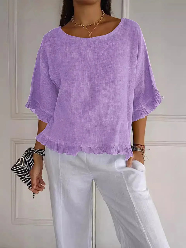 Patsy - Ronde hals blouse linnen