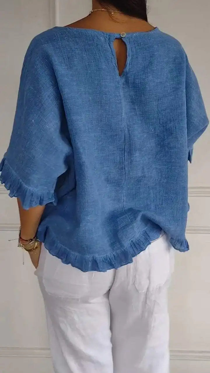 Patsy - Ronde hals blouse linnen