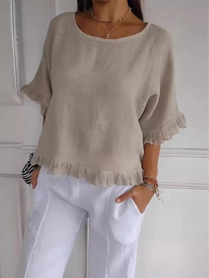 Patsy - Ronde hals blouse linnen