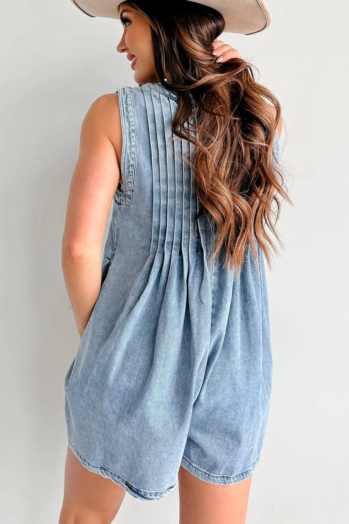 Abbey™ | Luchtige Denim Romper met Striksluiting