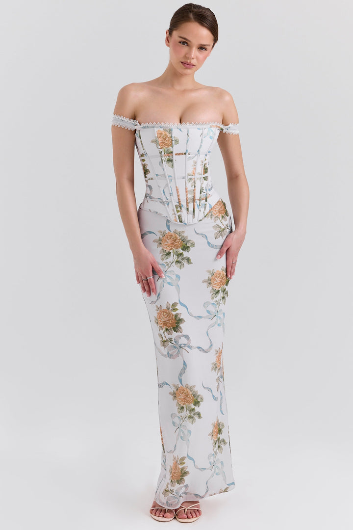 Fien™ | Maxi-jurk met Vintageprint en Korset