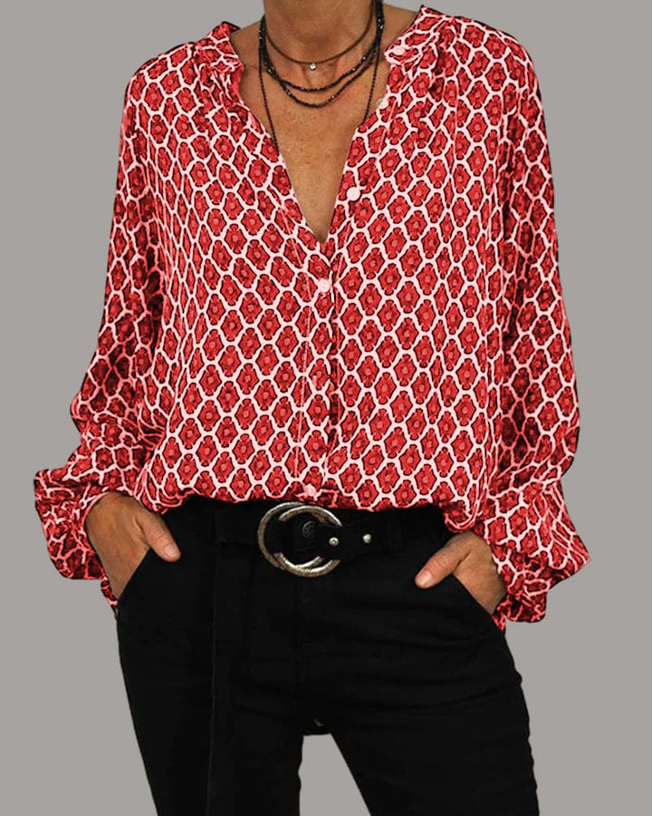 Laluna® | Relaxed V-Hals Midi-Shirt