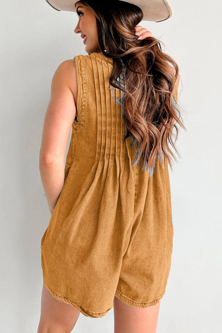 Abbey™ | Luchtige Denim Romper met Striksluiting